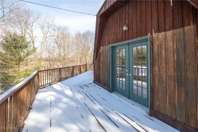 wooden terrace with french doors