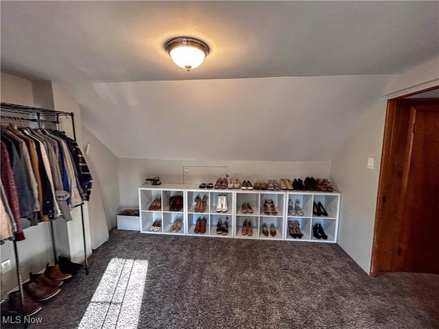 bonus room featuring lofted ceiling and carpet floors