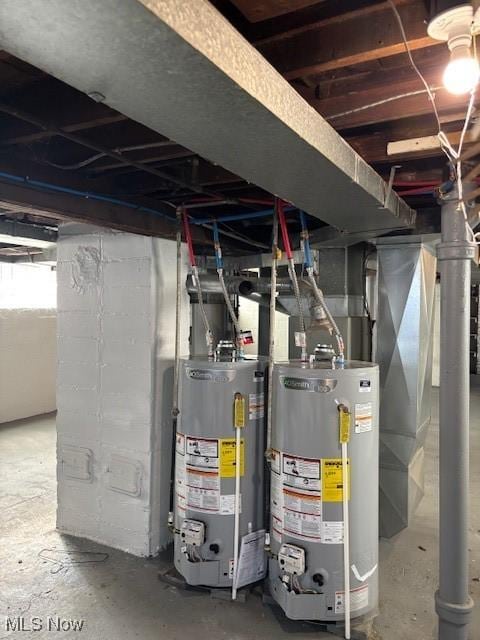 utility room with gas water heater