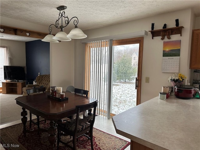 dining room featuring a textured ceiling