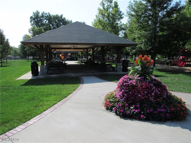 view of home's community featuring a gazebo and a yard