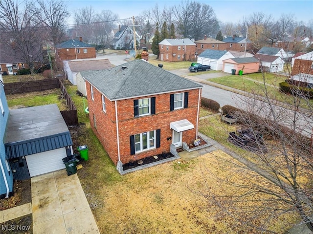 aerial view featuring a residential view