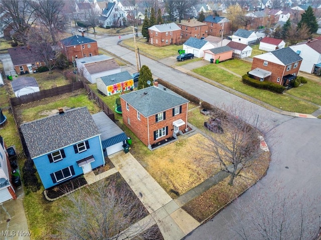 aerial view with a residential view