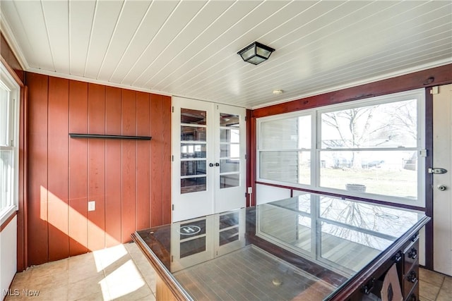 kitchen with wooden walls