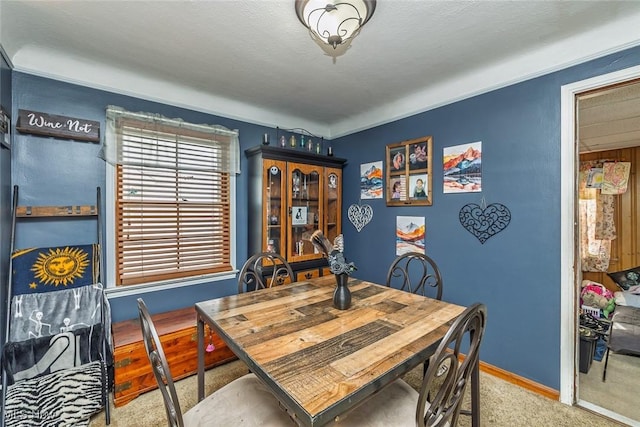 dining area featuring baseboards and carpet floors