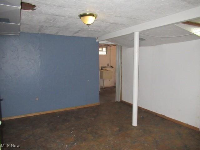 below grade area with baseboards