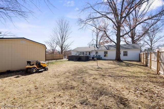 view of yard featuring a fenced backyard