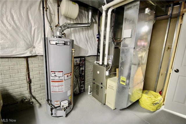 utilities with gas water heater and heating unit