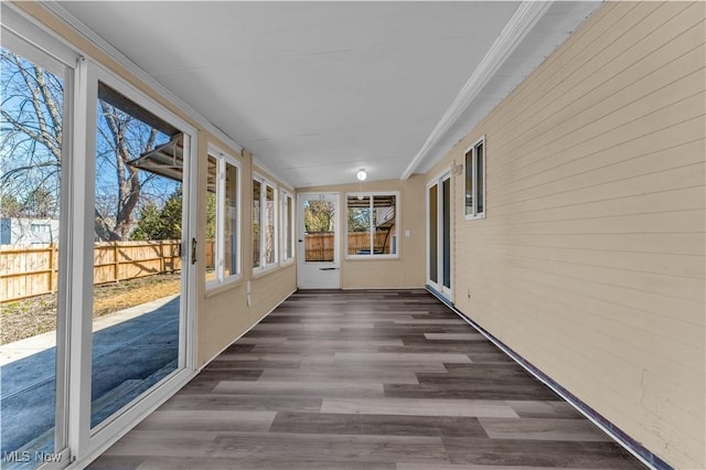 view of unfurnished sunroom