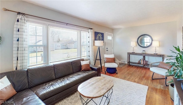 living area featuring wood finished floors