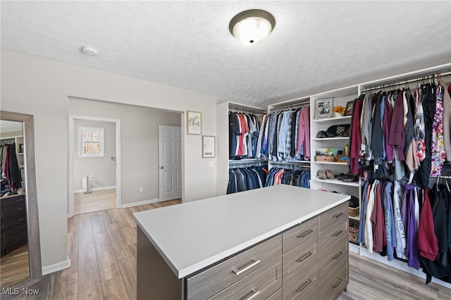 spacious closet featuring light wood finished floors