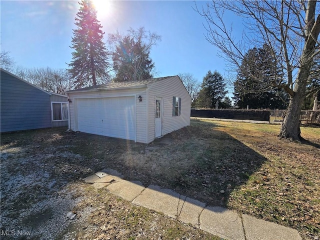 view of detached garage