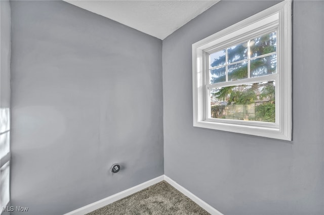 interior space with baseboards and carpet