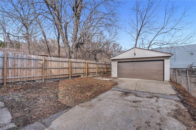 detached garage with fence