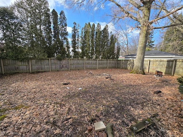 view of yard featuring a fenced backyard