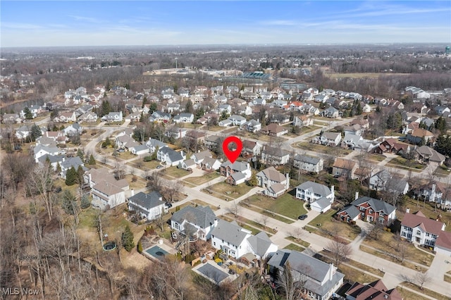 bird's eye view with a residential view