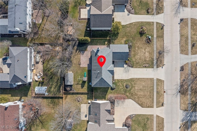 bird's eye view with a residential view