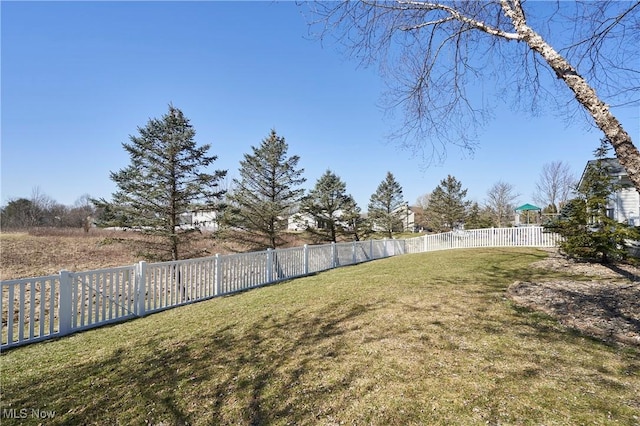 view of yard featuring a fenced backyard