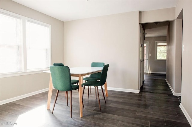 2448 Warrensville Center Rd, University Heights, OH 44118 - dining area with baseboards and dark wood-style floors