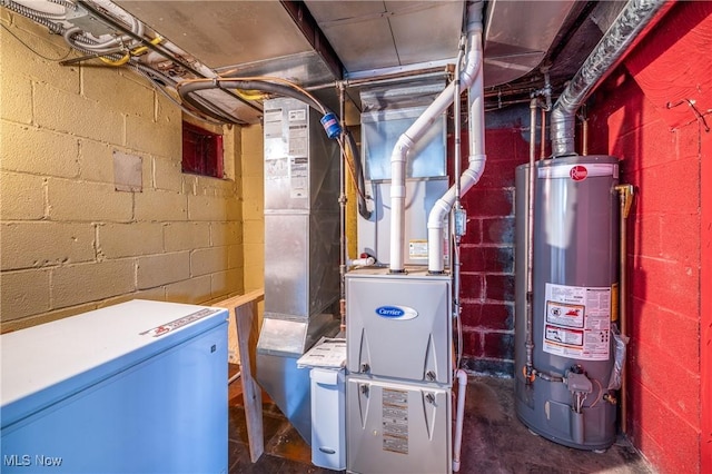 utility room featuring water heater