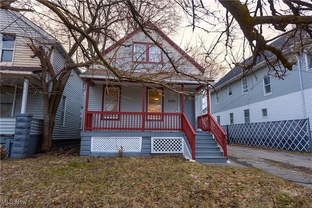 view of front of home featuring a porch