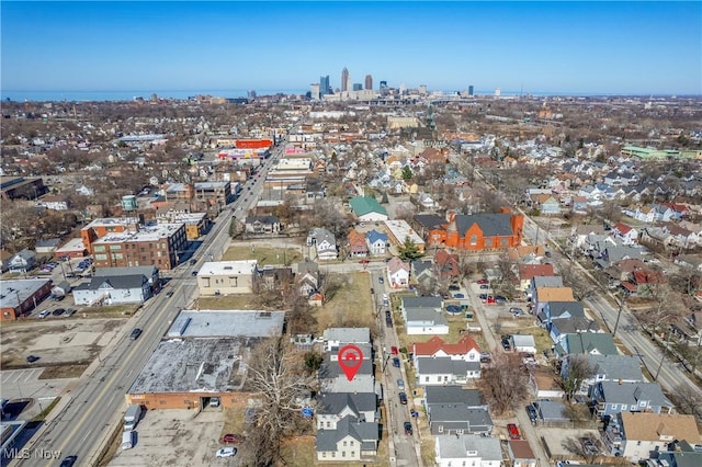 aerial view with a city view