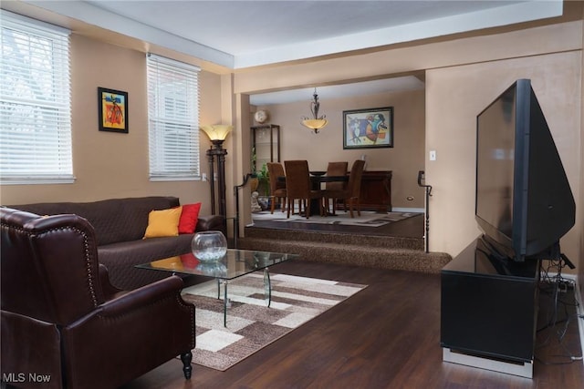 living area with wood finished floors