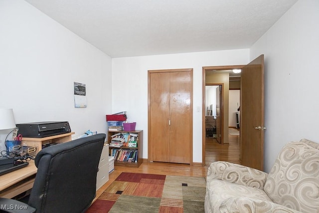 home office featuring wood finished floors