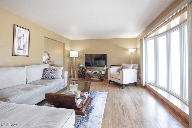 living room with light wood finished floors