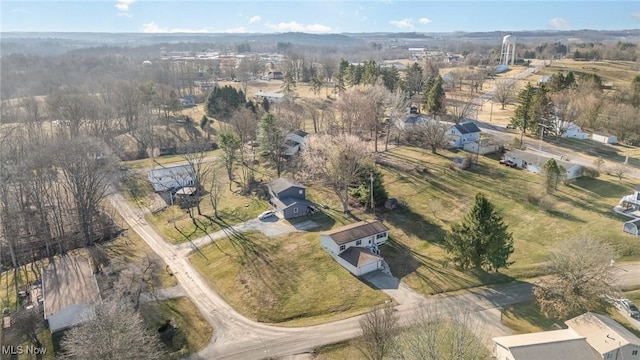 birds eye view of property featuring a rural view