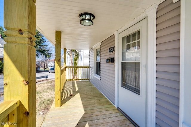 wooden deck with covered porch