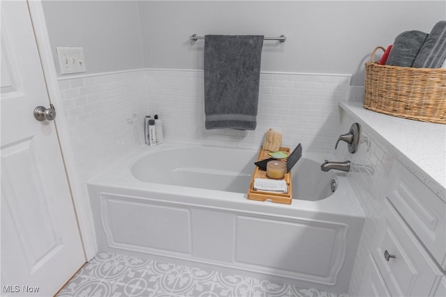 bathroom featuring a garden tub