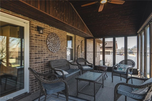 view of patio / terrace with ceiling fan and outdoor lounge area