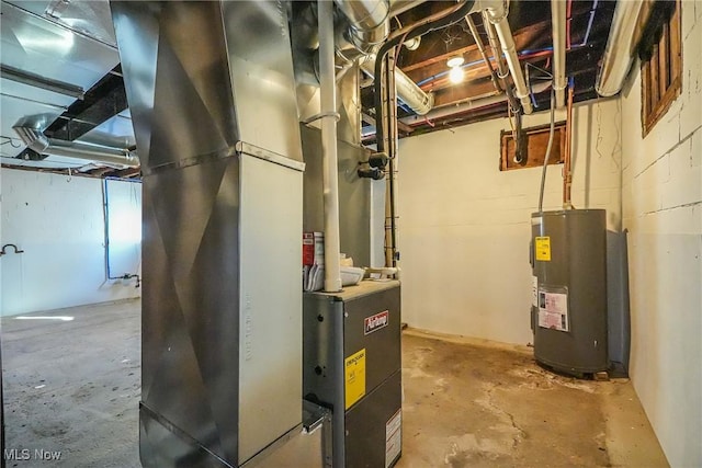 utilities with heating unit and electric water heater