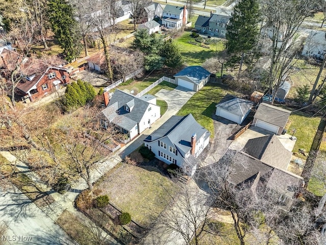 bird's eye view featuring a residential view