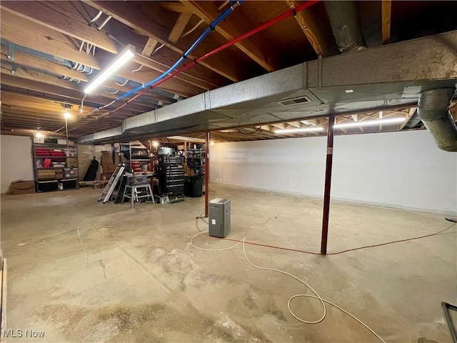 unfinished basement with visible vents