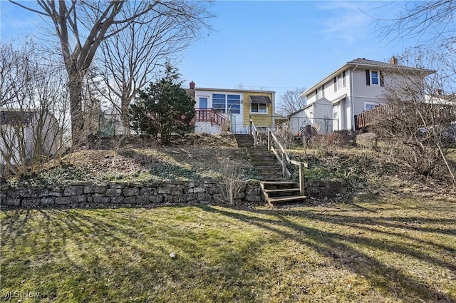 view of yard with stairway