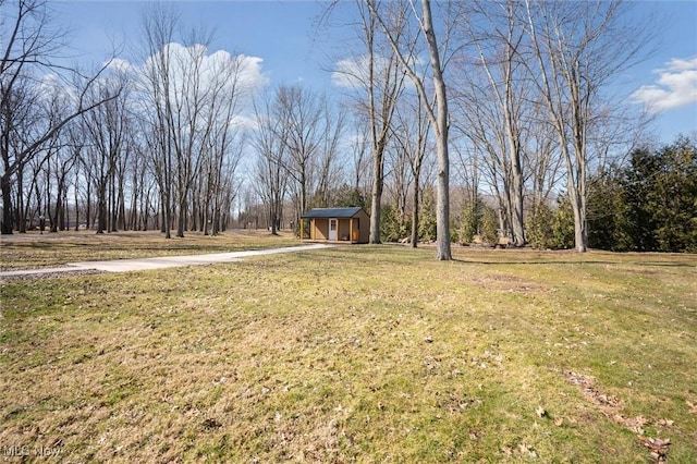 view of yard with an outdoor structure