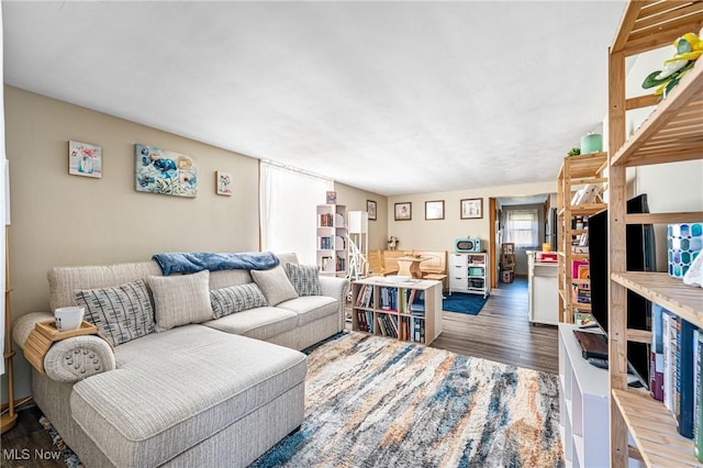 living area with wood finished floors