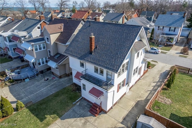 aerial view with a residential view