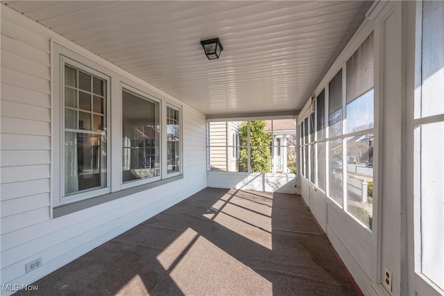 view of unfurnished sunroom