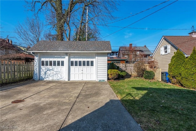 detached garage with fence