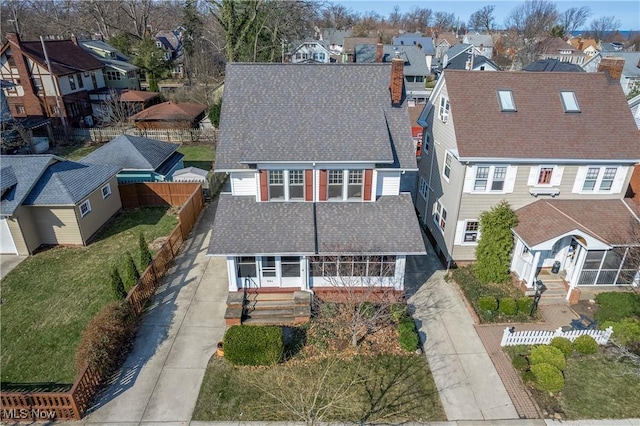 aerial view featuring a residential view