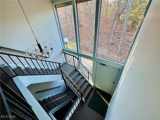 interior space featuring a chandelier