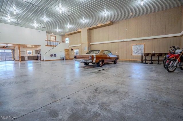 garage featuring metal wall