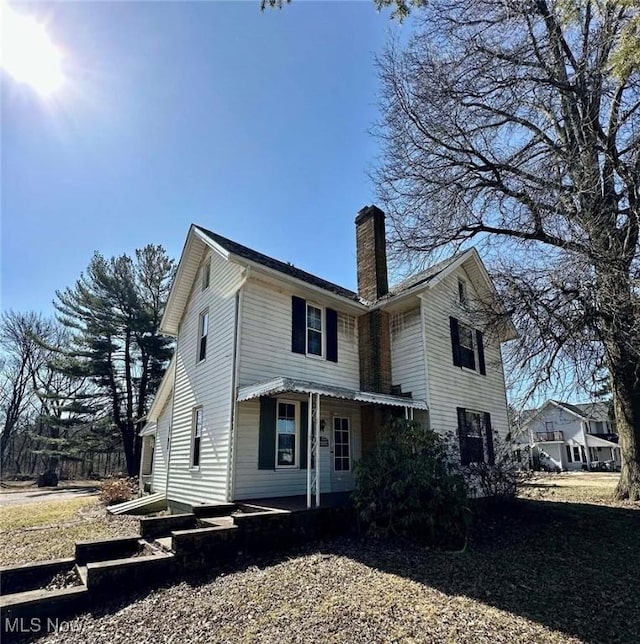 exterior space with a chimney