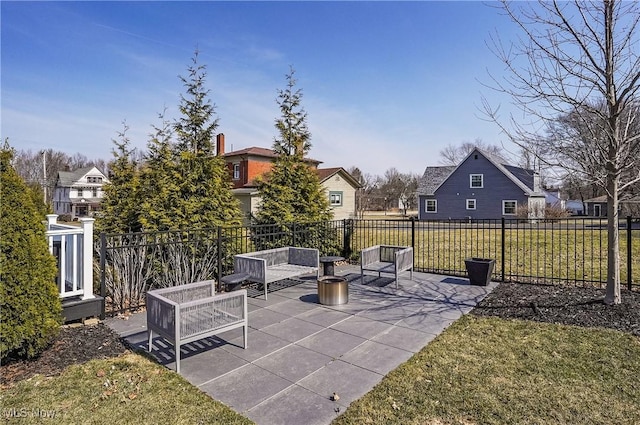 view of patio featuring fence