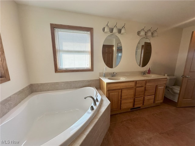 17583 Davis Ridge Rd, Caldwell, OH 43724 - full bath featuring double vanity, a bath, toilet, and tile patterned floors
