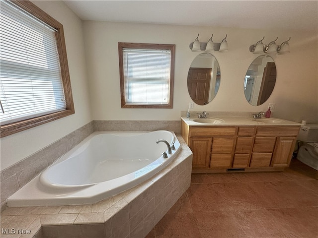 17583 Davis Ridge Rd, Caldwell, OH 43724 - full bath featuring a bath, double vanity, and tile patterned floors