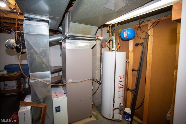 utility room with water heater